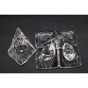 5 Nybro Art Glass Pyramid Candle Holder Tord Kjellstrom Sweden MCM